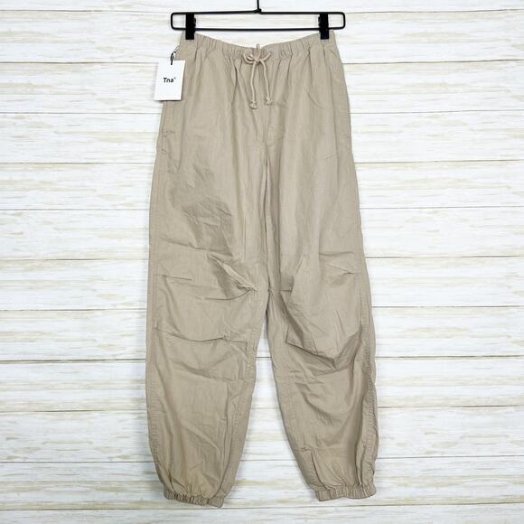 Aritzia TNA NWT Pull On Cinch Waist Joggers Tan - Picture 1 of 8